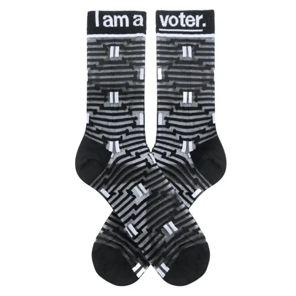 Fun Socks x I AM A VOTER NIB Socks White & Black